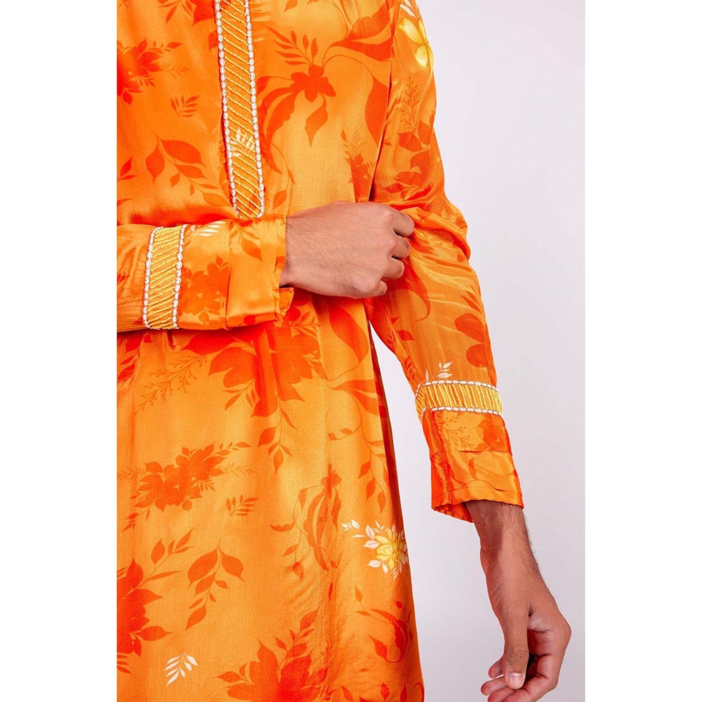 ISHA GUPTA TAYAL Orange Floral Printed Kurta