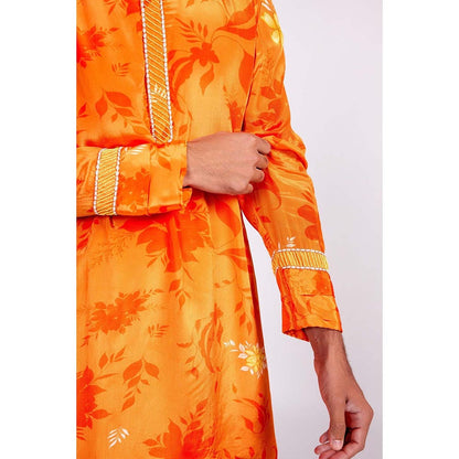 ISHA GUPTA TAYAL Orange Floral Printed Kurta