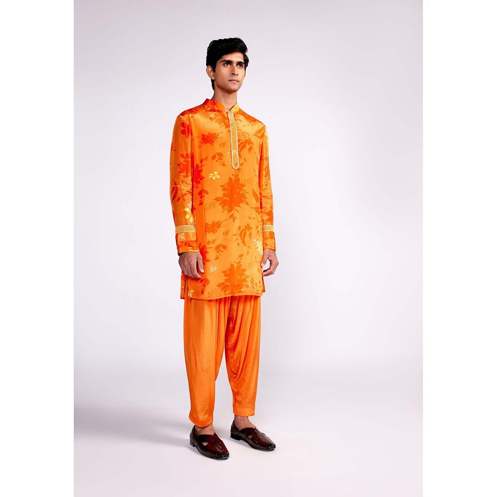 ISHA GUPTA TAYAL Orange Printed Kurta and Pant Set