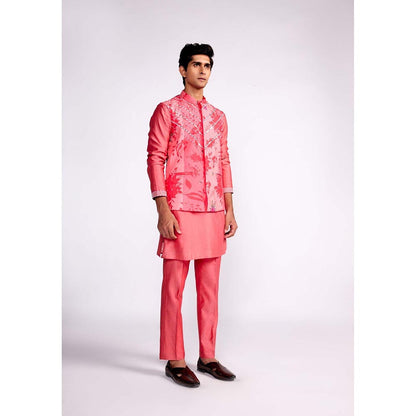 ISHA GUPTA TAYAL Pink Printed and Embroidered Kurta and Pant with Nehru Jacket Set