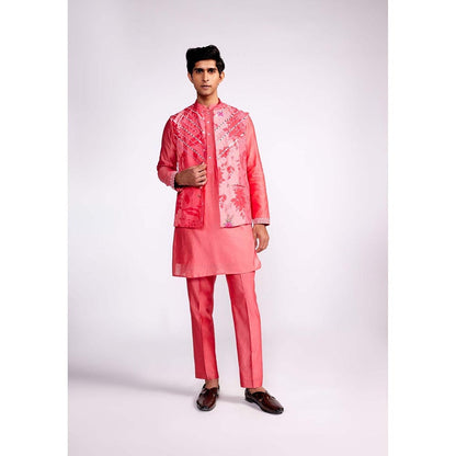 ISHA GUPTA TAYAL Pink Printed and Embroidered Kurta and Pant with Nehru Jacket Set
