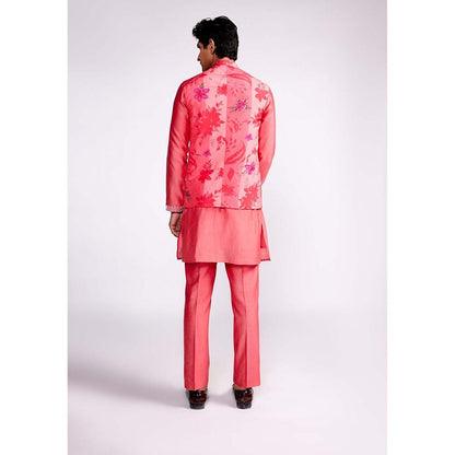 ISHA GUPTA TAYAL Pink Printed and Embroidered Kurta and Pant with Nehru Jacket Set