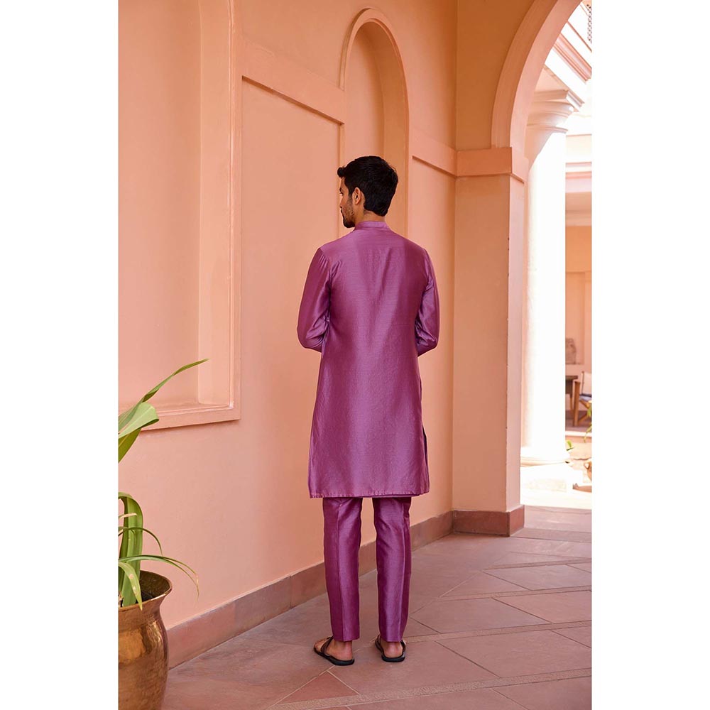 ISHA GUPTA TAYAL Plum Earthy Pink Dori and Hand Embroidered Silk Kurta and Pant Set