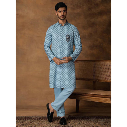 ISHA GUPTA TAYAL Powder Blue Booti Print Kurta and Pant Set