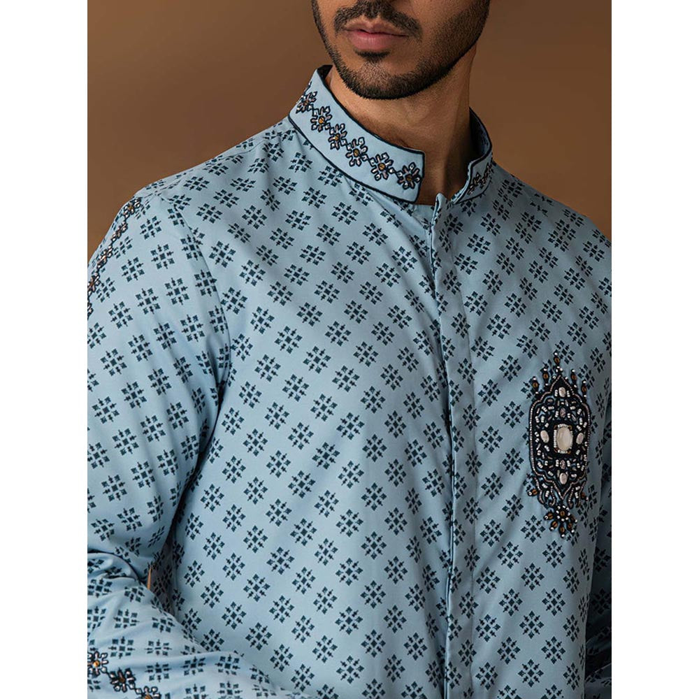 ISHA GUPTA TAYAL Powder Blue Booti Print Kurta and Pant Set