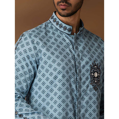 ISHA GUPTA TAYAL Powder Blue Booti Print Kurta and Pant Set