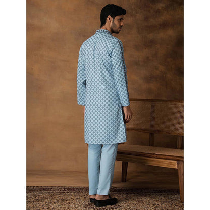 ISHA GUPTA TAYAL Powder Blue Booti Print Kurta and Pant Set