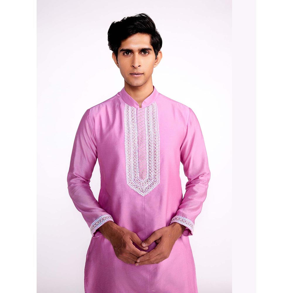 ISHA GUPTA TAYAL Purple Embroidered Silk Kurta and Pant Set