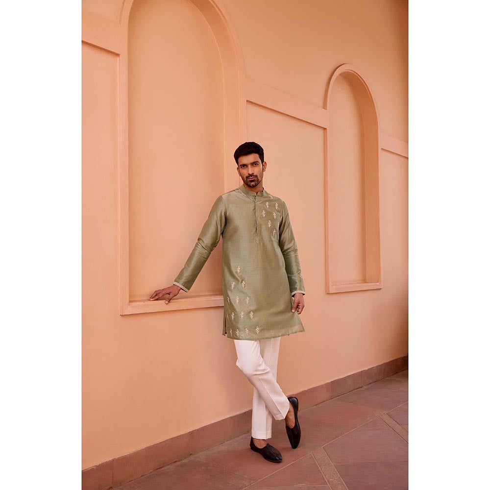 ISHA GUPTA TAYAL Sage Green Dori and Hand Embroidered Kurta and Pant Set
