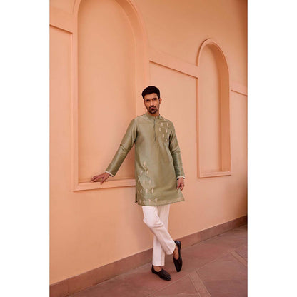 ISHA GUPTA TAYAL Sage Green Dori and Hand Embroidered Kurta and Pant Set