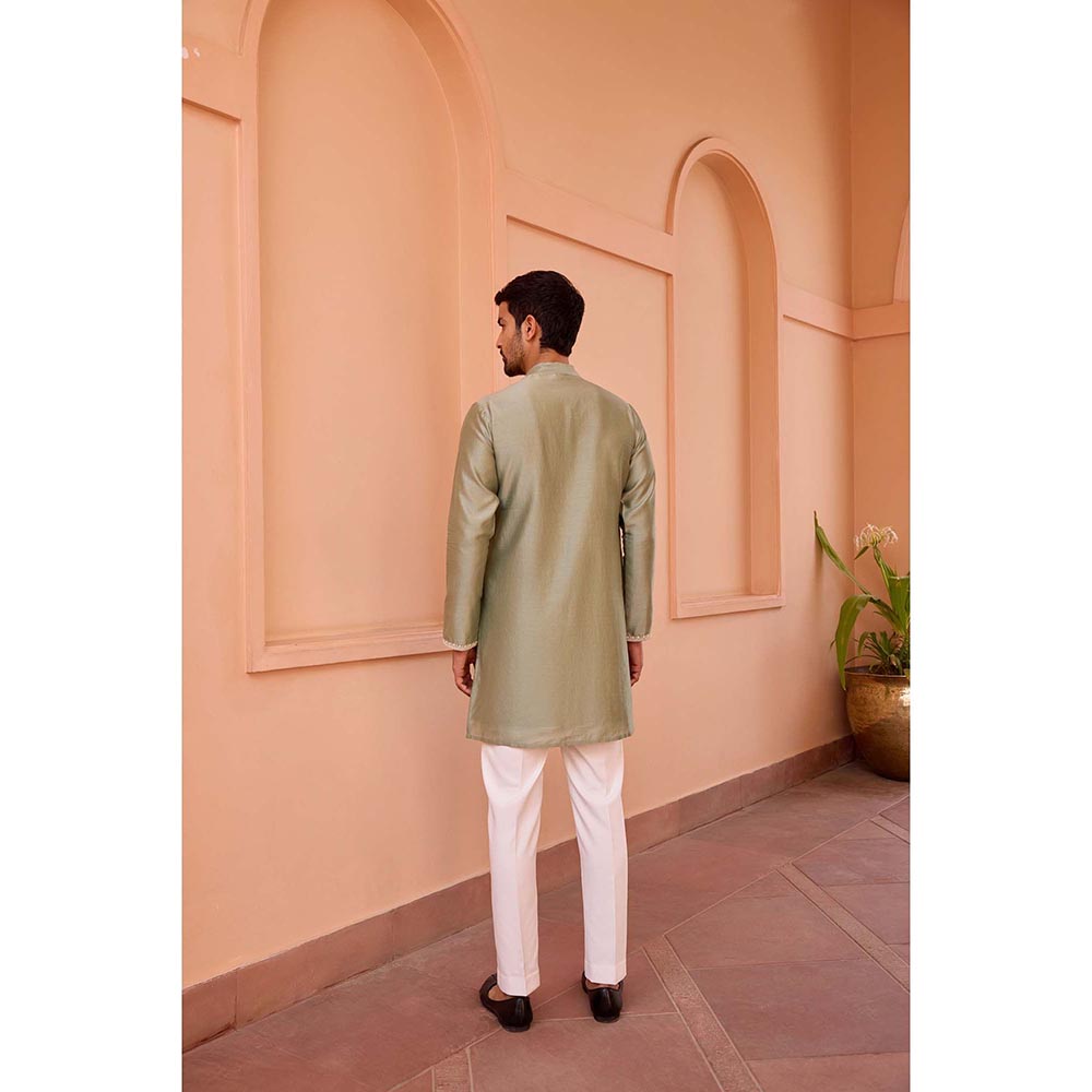 ISHA GUPTA TAYAL Sage Green Dori and Hand Embroidered Kurta and Pant Set