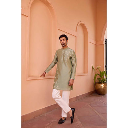 ISHA GUPTA TAYAL Sage Green Dori and Hand Embroidered Kurta and Pant Set