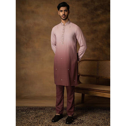 ISHA GUPTA TAYAL Salmon Pink Ombre Kurta and Pant Set