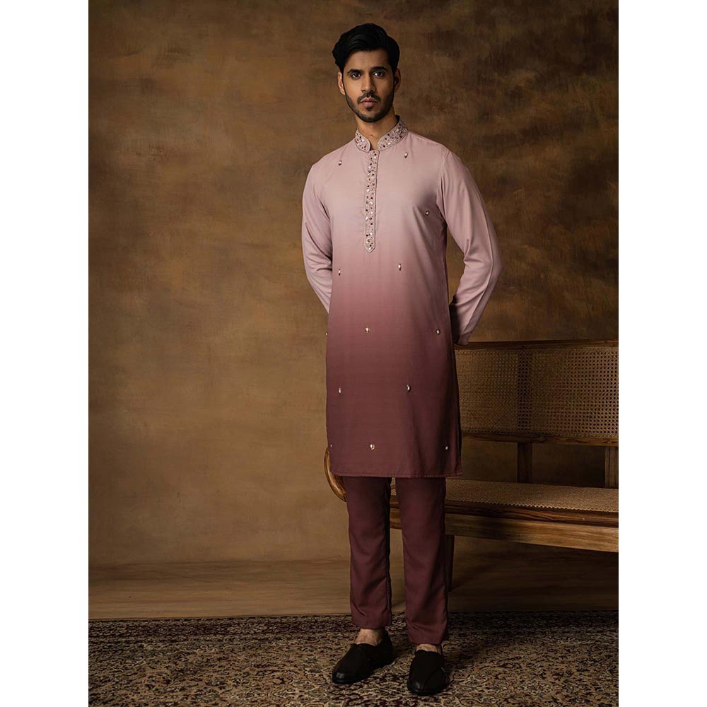 ISHA GUPTA TAYAL Salmon Pink Ombre Kurta and Pant Set