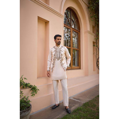 ISHA GUPTA TAYAL White Hand Embroidered Bundi Jacket Set