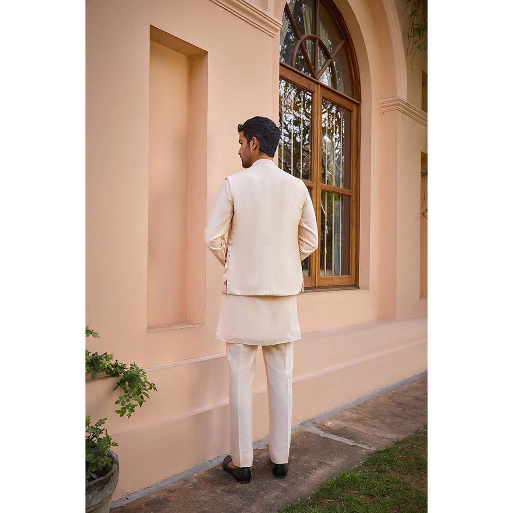 ISHA GUPTA TAYAL White Hand Embroidered Bundi Jacket Set
