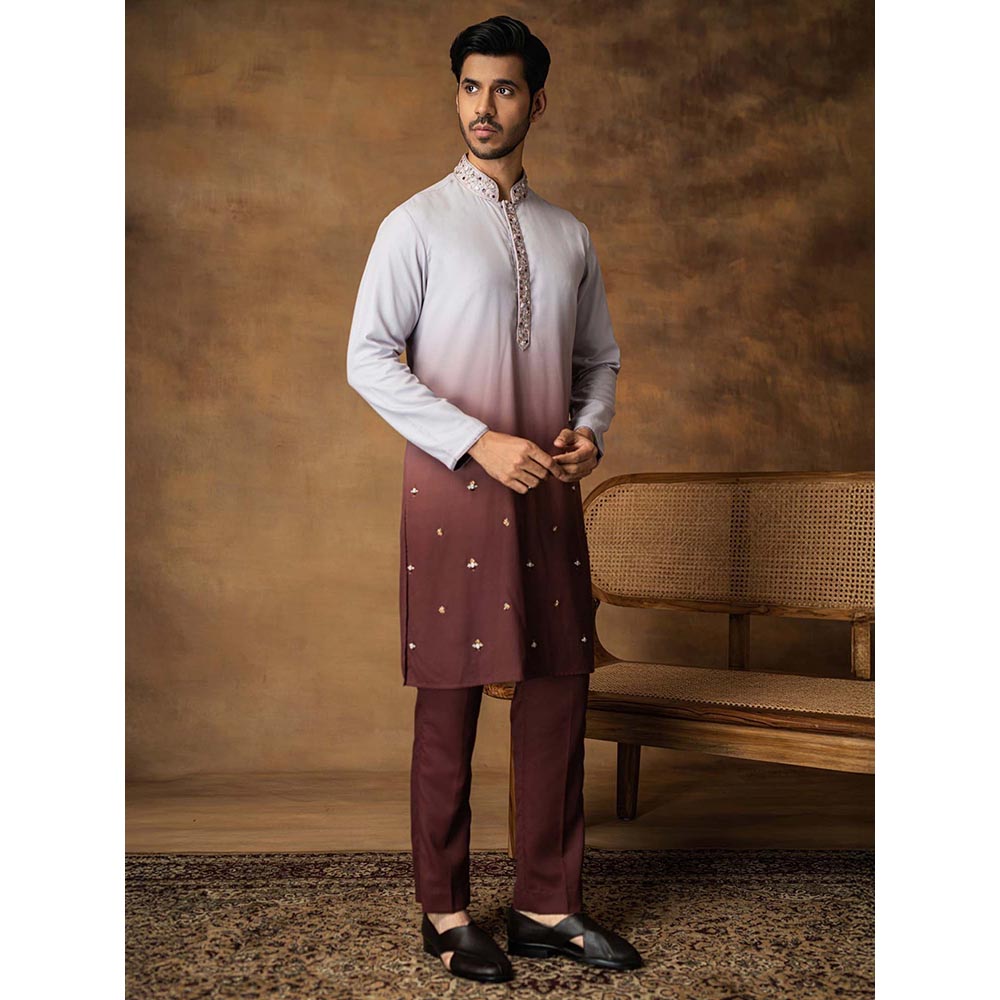 ISHA GUPTA TAYAL Grey Ombre Kurta and Pant Set