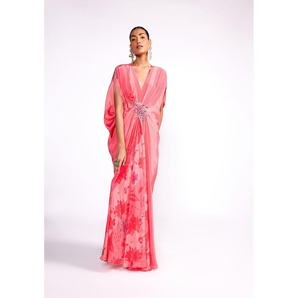 ISHA GUPTA TAYAL Pink Embroidered Drape Kaftan
