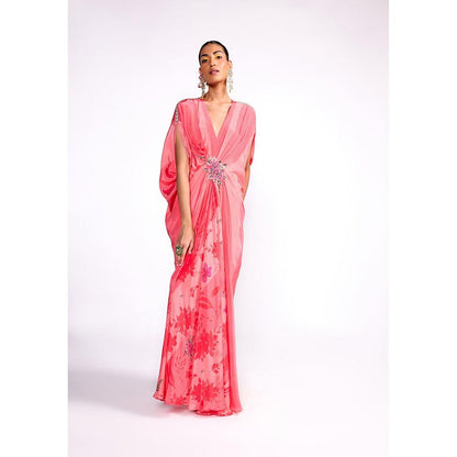 ISHA GUPTA TAYAL Pink Embroidered Drape Kaftan