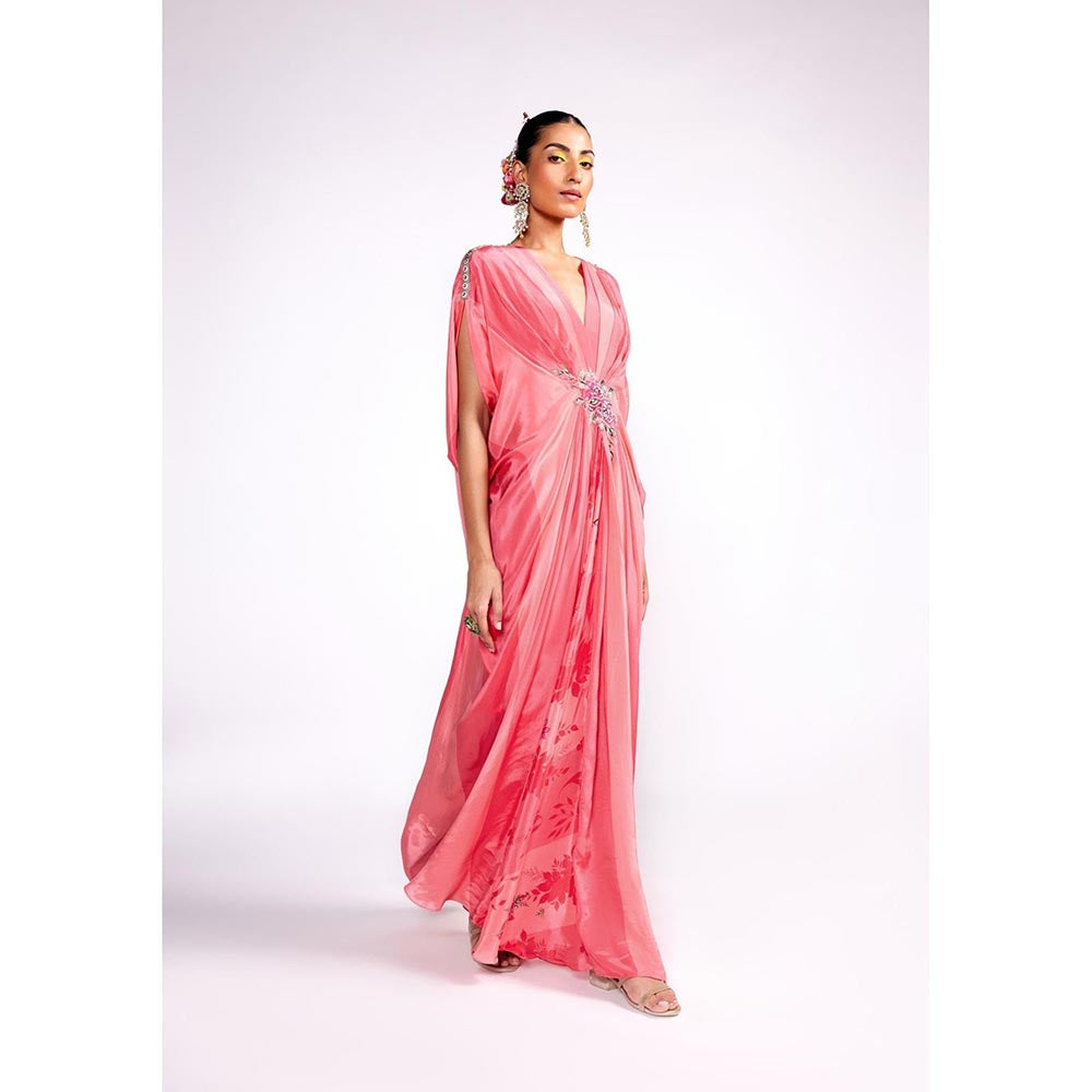 ISHA GUPTA TAYAL Pink Embroidered Drape Kaftan