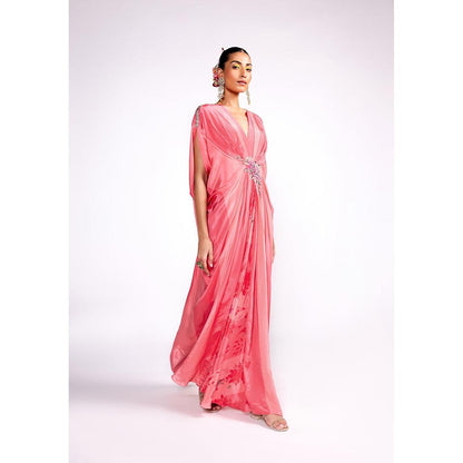 ISHA GUPTA TAYAL Pink Embroidered Drape Kaftan