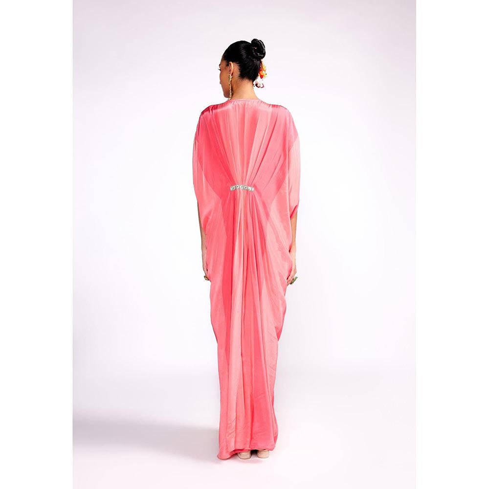 ISHA GUPTA TAYAL Pink Embroidered Drape Kaftan