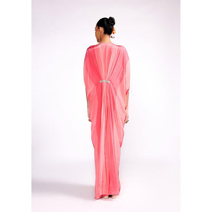 ISHA GUPTA TAYAL Pink Embroidered Drape Kaftan