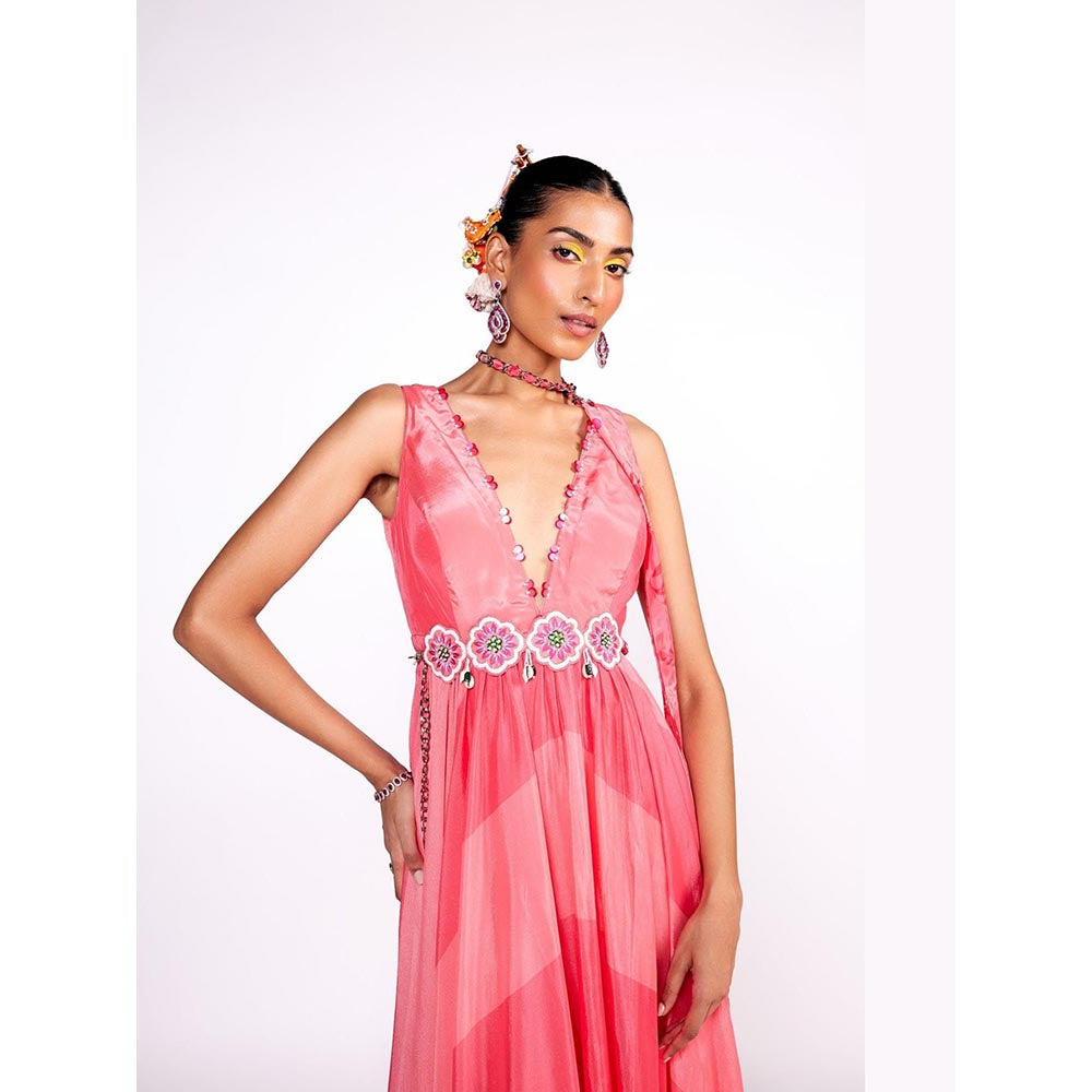 ISHA GUPTA TAYAL Pink Colourblocked Chiffon Gown