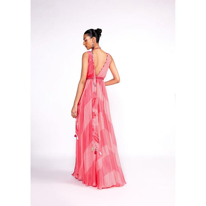 ISHA GUPTA TAYAL Pink Colourblocked Chiffon Gown