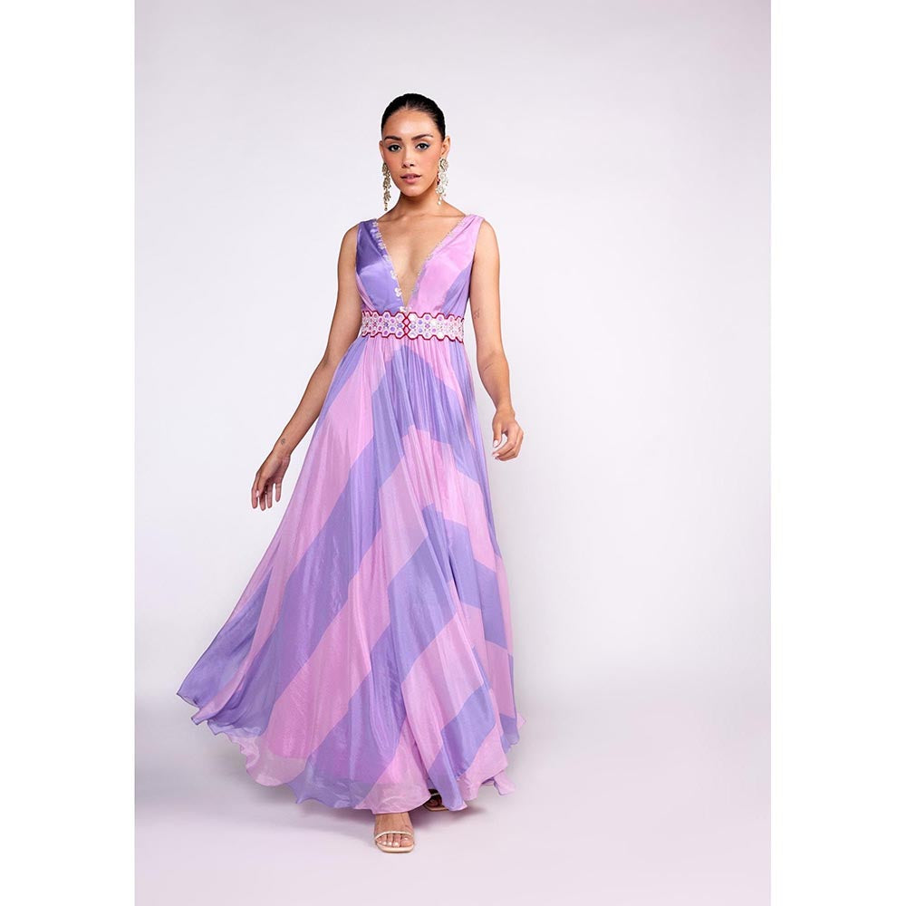 ISHA GUPTA TAYAL Purple Embroidered Anarkali Dress