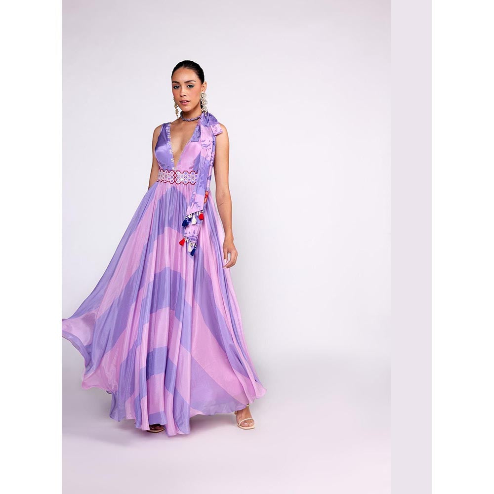 ISHA GUPTA TAYAL Purple Embroidered Anarkali Dress