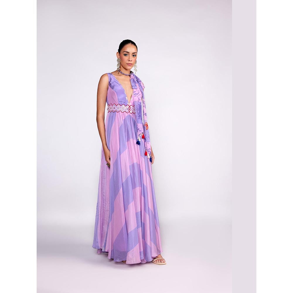ISHA GUPTA TAYAL Purple Embroidered Anarkali Dress