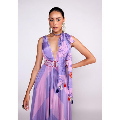 ISHA GUPTA TAYAL Purple Embroidered Anarkali Dress