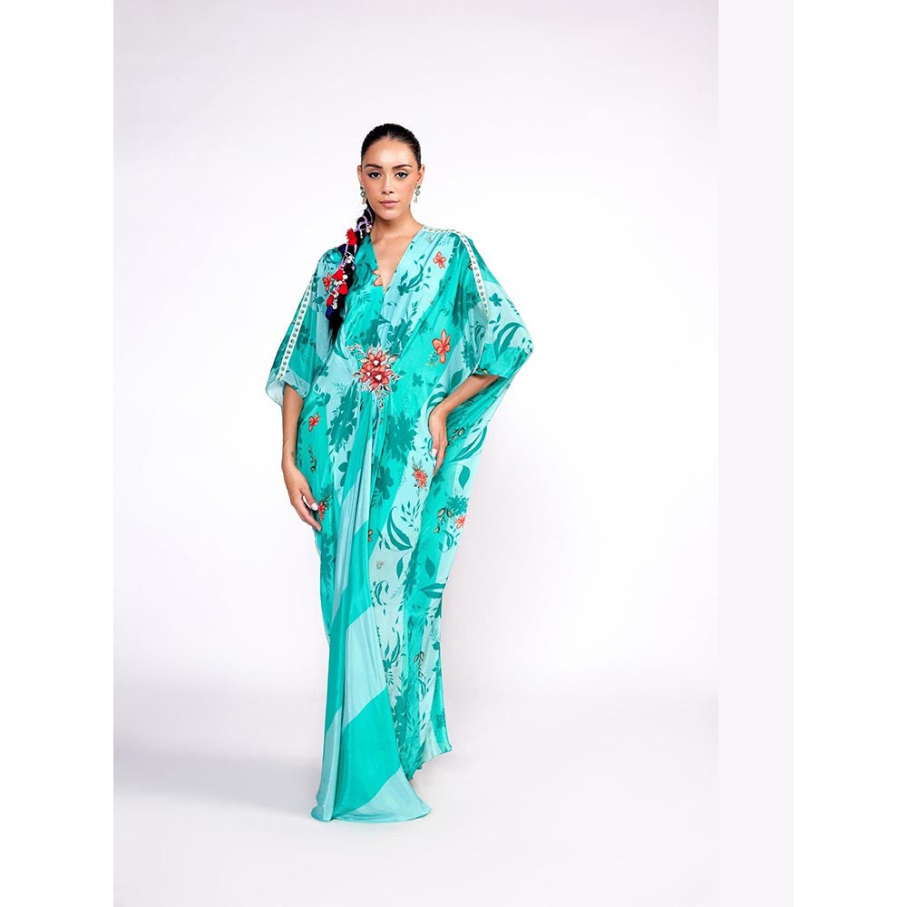 ISHA GUPTA TAYAL Green Floral Printed Kaftan