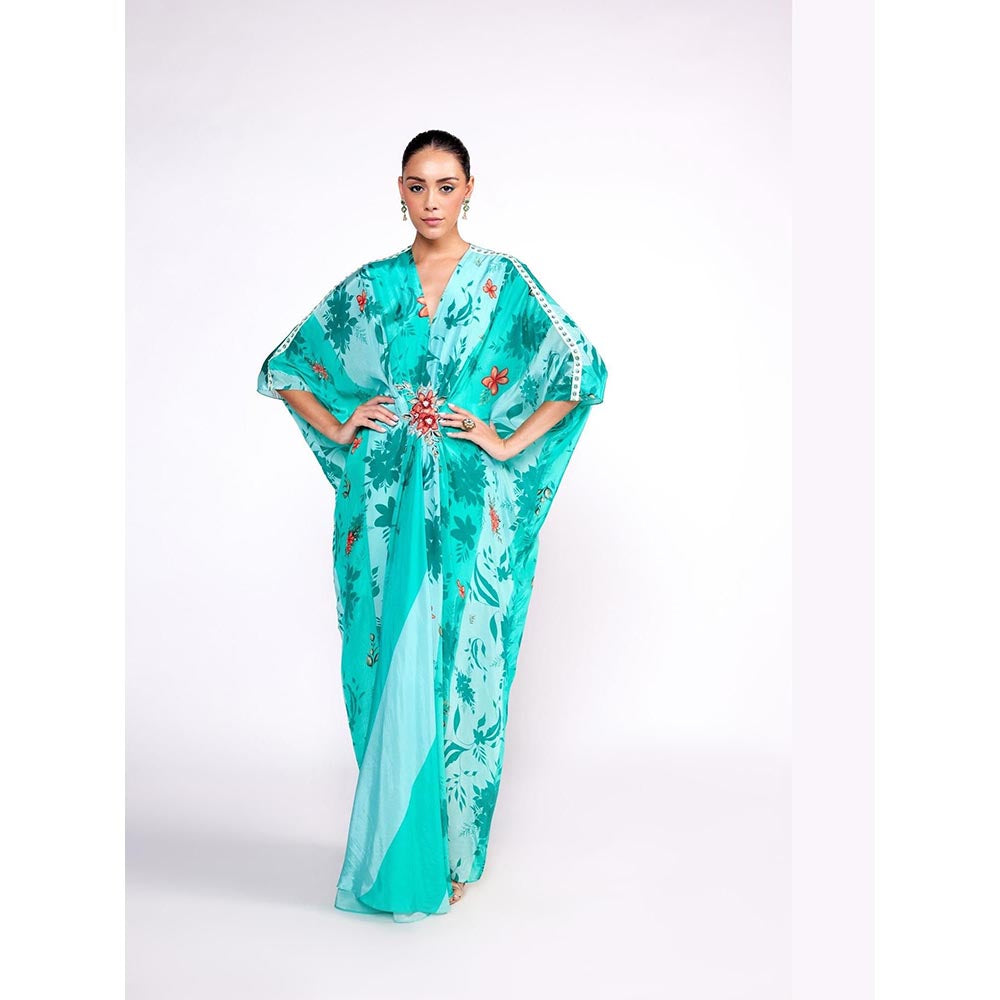 ISHA GUPTA TAYAL Green Floral Printed Kaftan