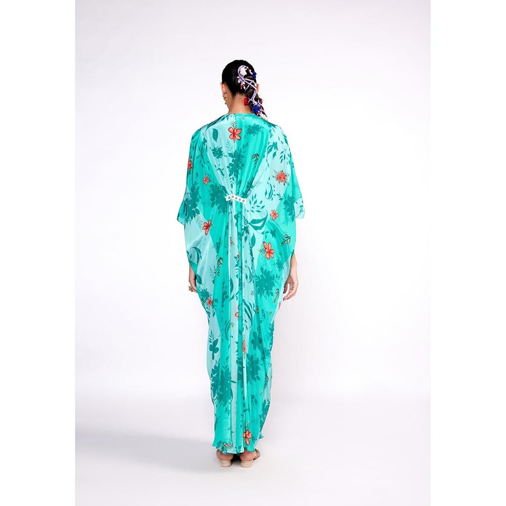 ISHA GUPTA TAYAL Green Floral Printed Kaftan