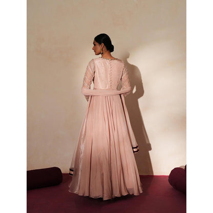 ISHA GUPTA TAYAL Pink Chandrika Anarkali Gown and Dupatta Set