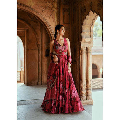 ISHA GUPTA TAYAL Pink Ziba Embroidered Gown