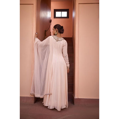 ISHA GUPTA TAYAL White Masakali Embroidered Anarkali and Dupatta