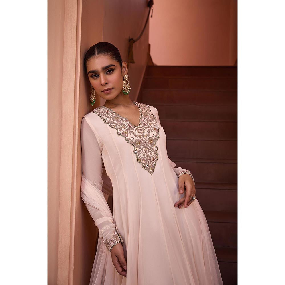 ISHA GUPTA TAYAL White Masakali Embroidered Anarkali and Dupatta