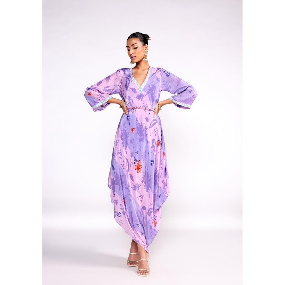 ISHA GUPTA TAYAL Purple Floral Printed Gown Dress