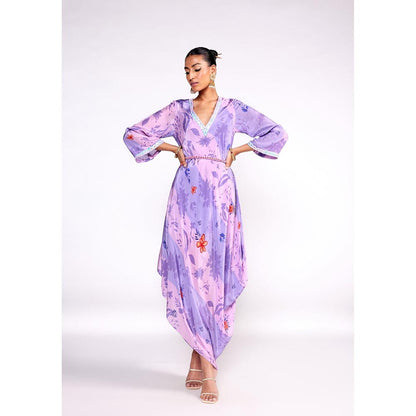 ISHA GUPTA TAYAL Purple Floral Printed Gown Dress