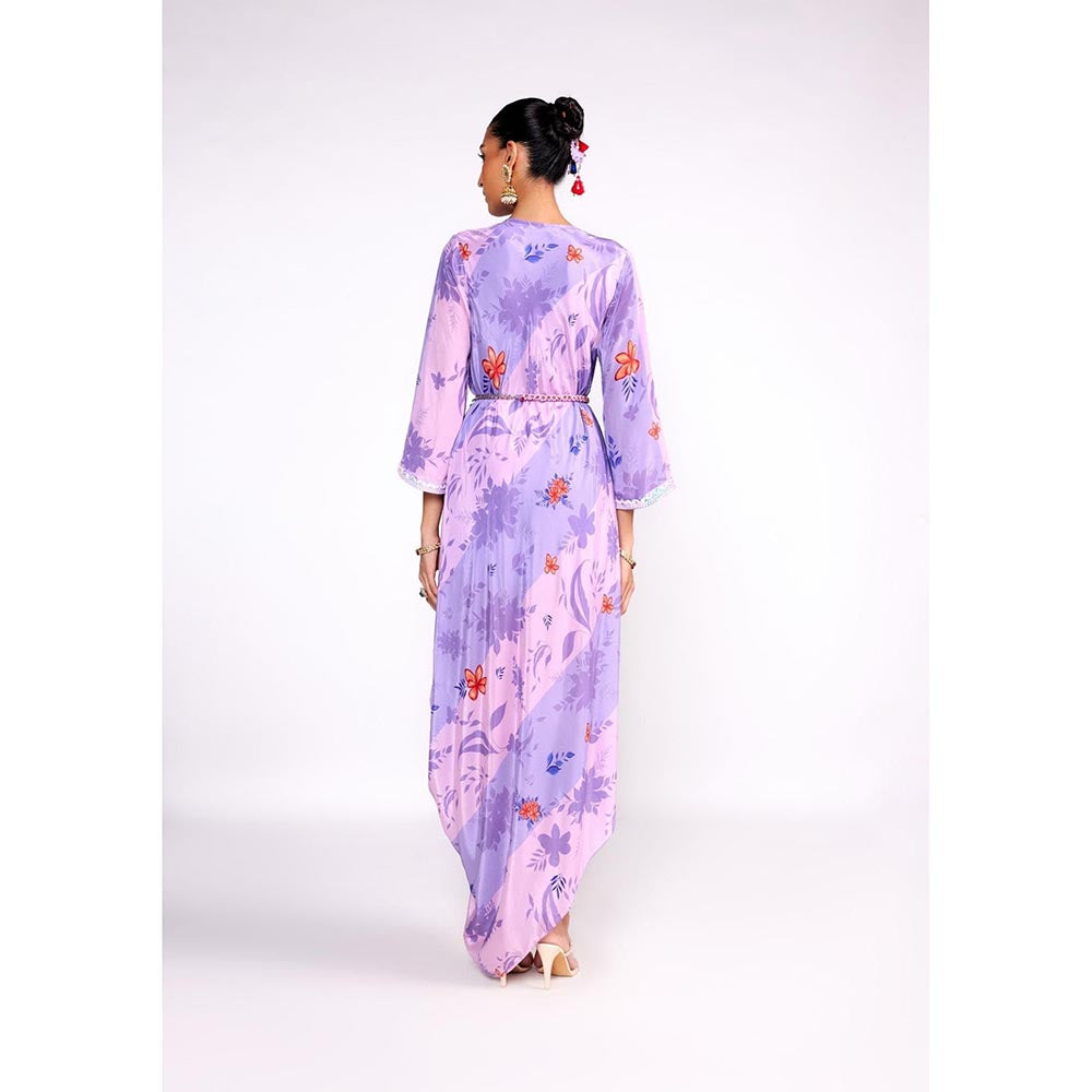ISHA GUPTA TAYAL Purple Floral Printed Gown Dress