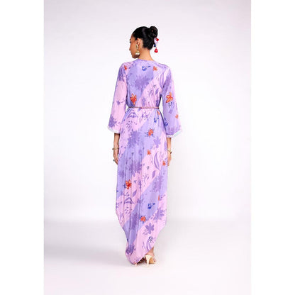ISHA GUPTA TAYAL Purple Floral Printed Gown Dress