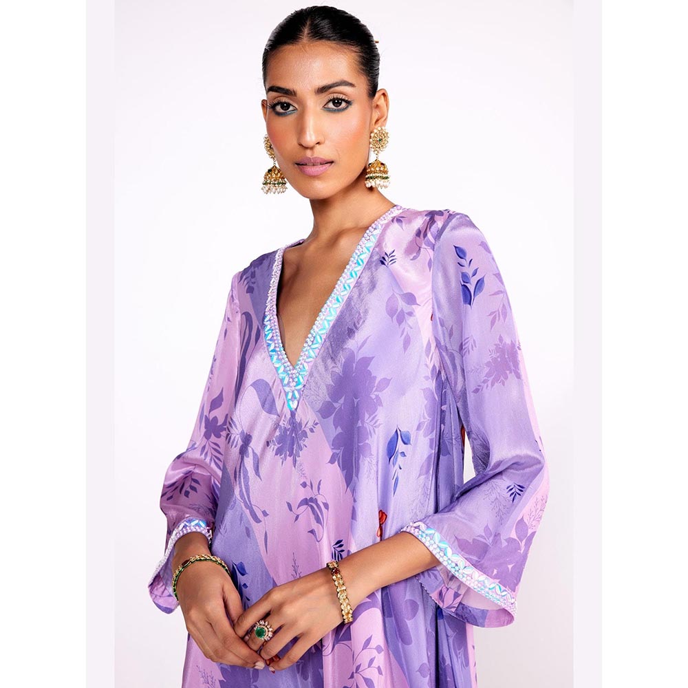ISHA GUPTA TAYAL Purple Floral Printed Gown Dress