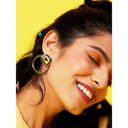 Soleil Black Enamel Studs