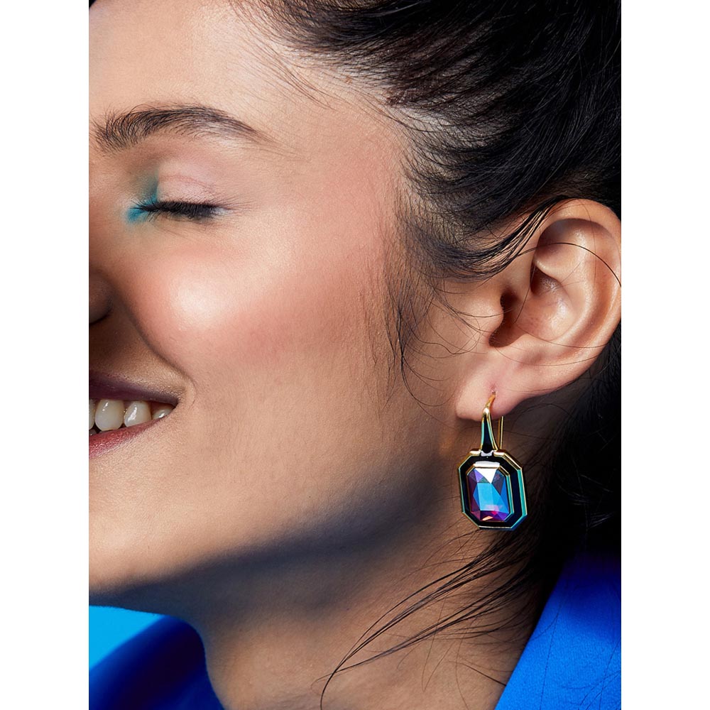 Amour Black Enamel Two Stone Earrings