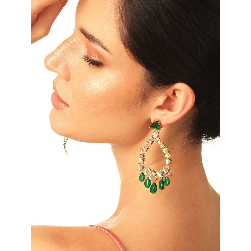 Shiza Mirror & Hydro Emerald Drop Earrings