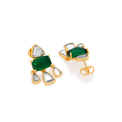 Shiza Mirror & Hydro Emerald Statement Studs
