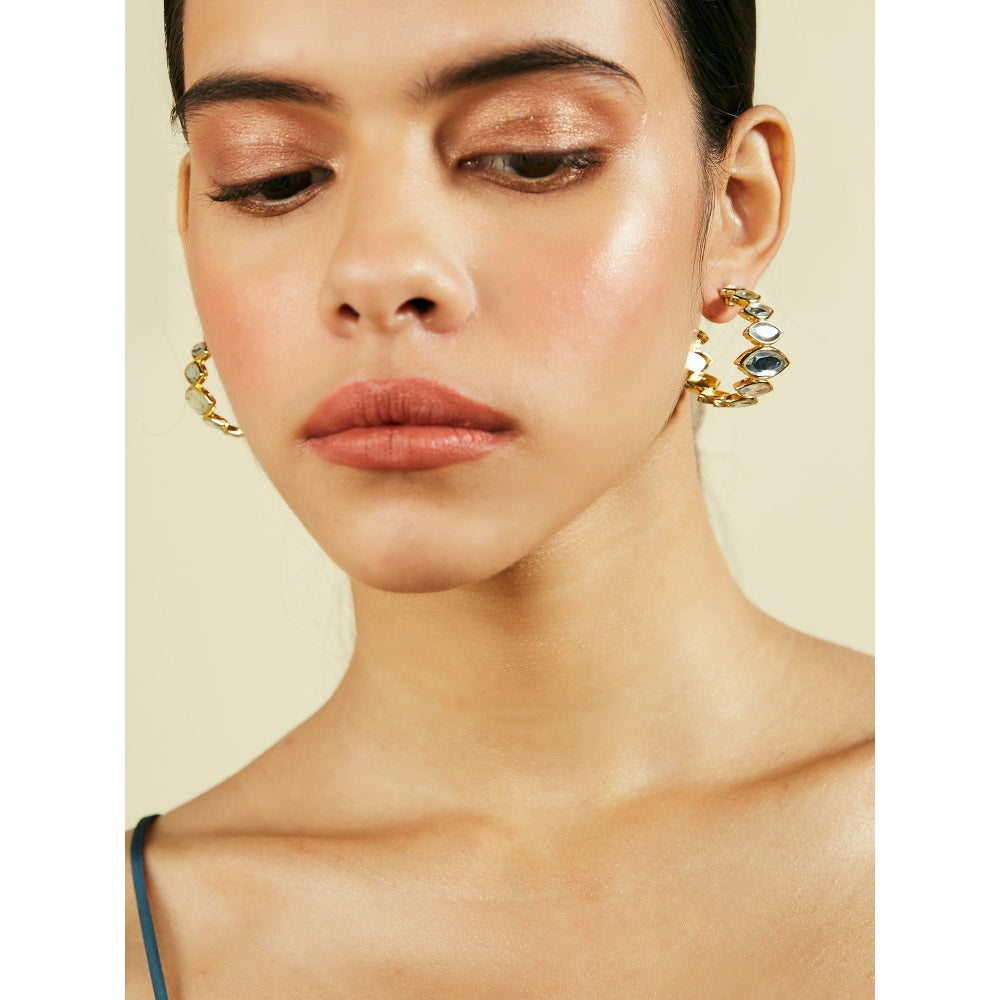 Marquis Mirror Mini Hoop Earrings